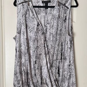 INC International Concepts XXL Black and White Sleeveless Wrap Blouse